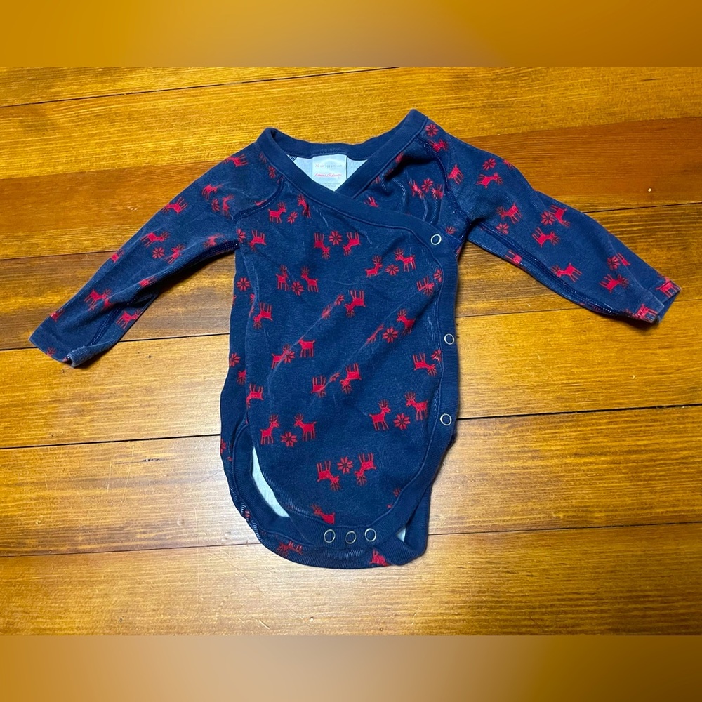 Hanna Andersson Navy & Red Dear Deer Bodysuit Size 70 cm 6-12 Months